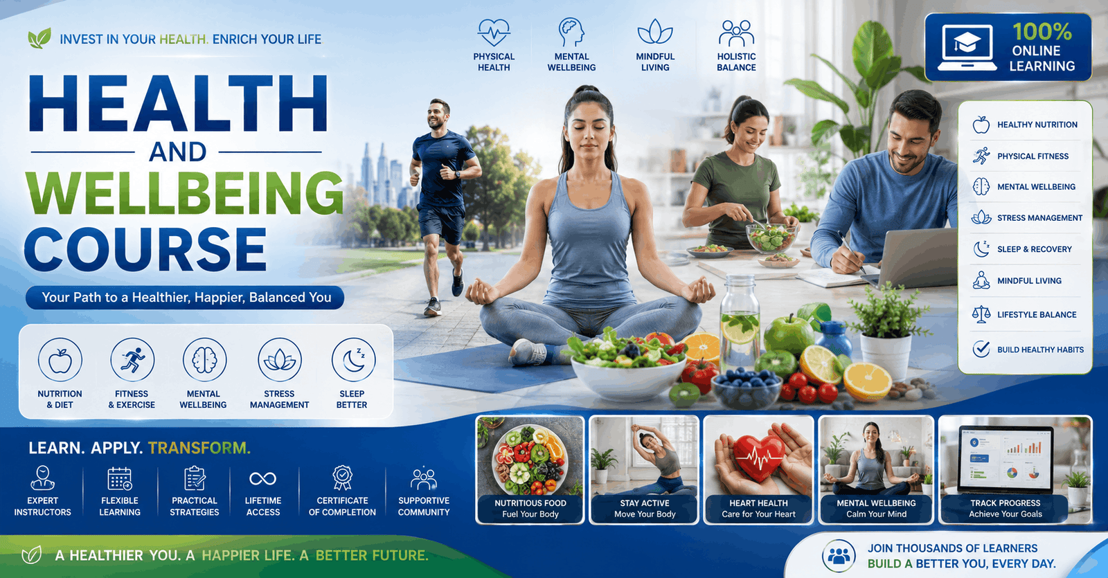 Learners improving wellness in Health and Wellbeing Course through nutrition exercise and mental health education