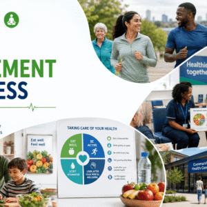 Health Improvement Awareness course showing wellbeing education, lifestyle choices, and UK public health promotion activities