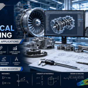 HNC Mechanical Engineering course banner showing CAD design, gears, machinery, and engineering calculations