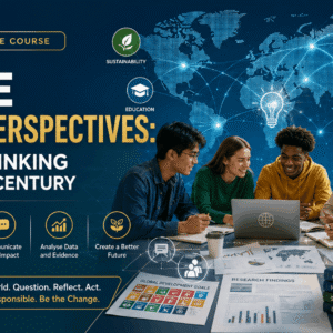Educational banner for IGCSE Global Perspectives covering critical thinking, global issues, research, and collaboration