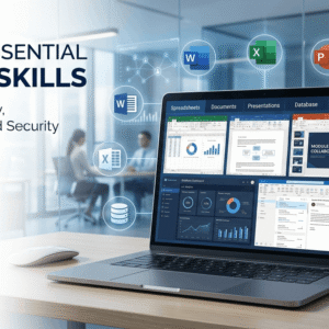 IT User Skills Level 3 course banner showing modern digital workplace tools and software training
