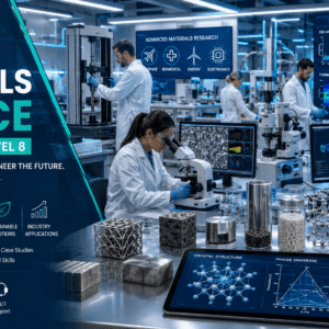 Scientists and engineers researching advanced materials in a modern laboratory for Materials Science Diploma studies