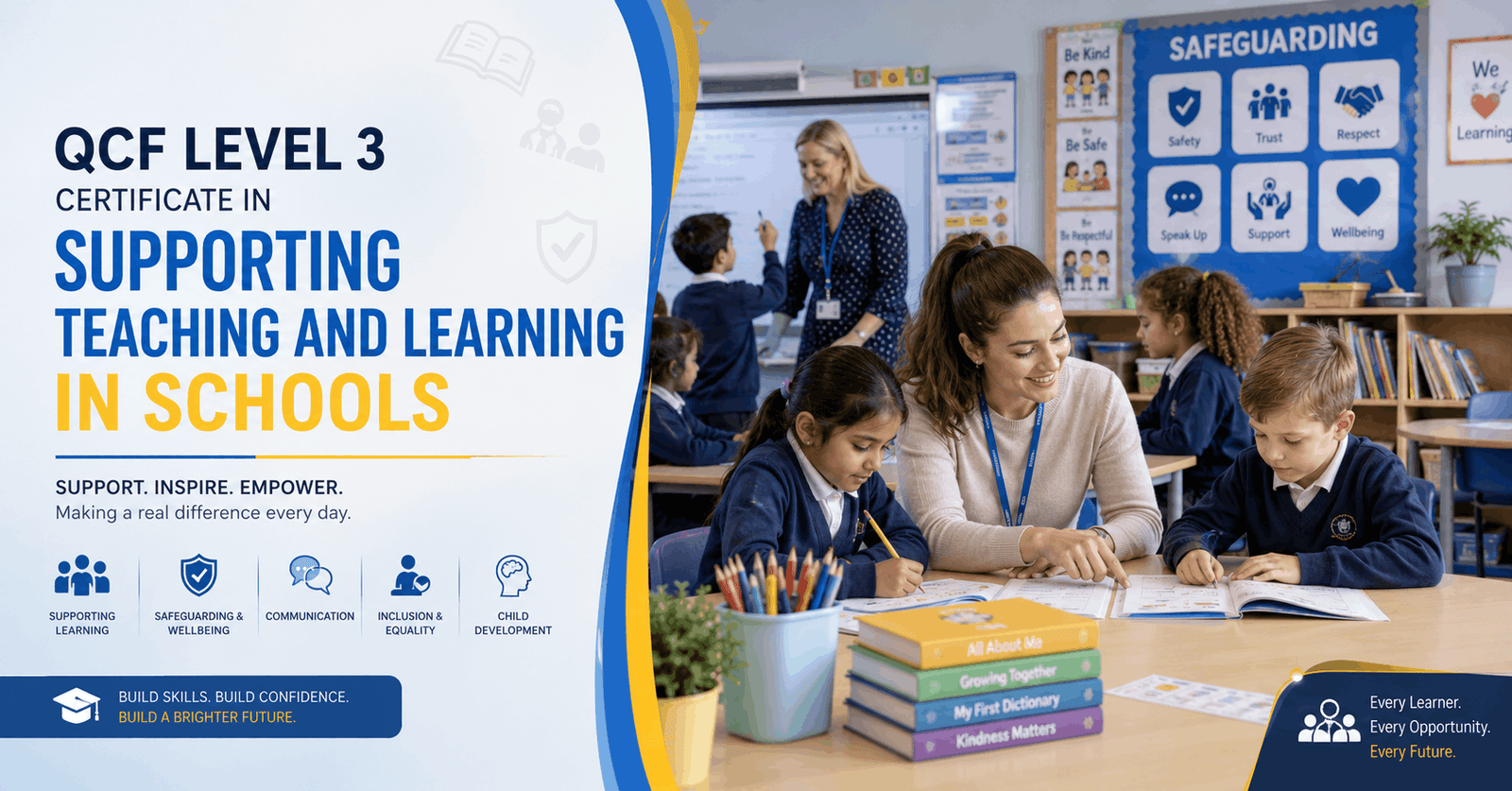 Learners developing classroom support skills in Supporting Teaching Learning course for school-based careers