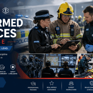 Uniformed Services Course showing emergency services, teamwork, discipline, and public safety training environment