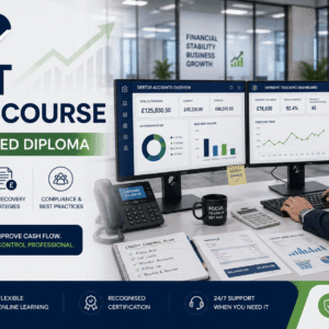 Credit Control Course showing a finance professional managing debtor accounts and payment recovery in a modern office