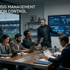 Football crisis management team handling media pressure, reputation risks and an urgent club response strategy.