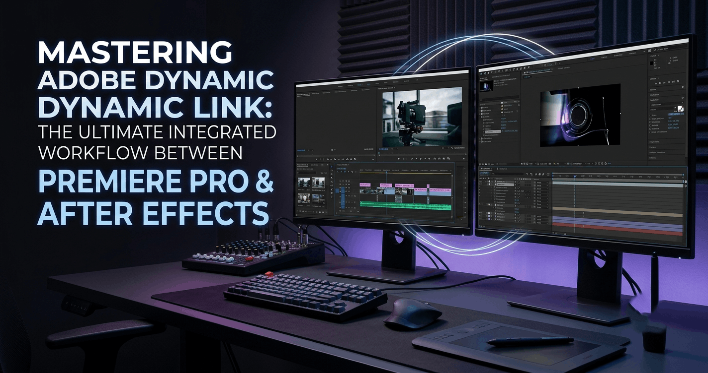 Adobe Dynamic Link workflow connecting Premiere Pro and After Effects for seamless video editing and motion graphics