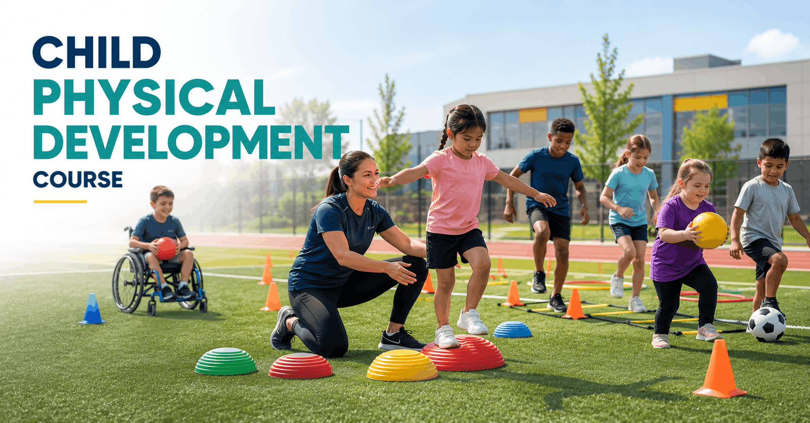 Child Physical Development Course showing children developing movement skills through guided activities.