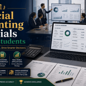 Financial accounting essentials course for MBA students with financial reports, charts, and business analysis tools
