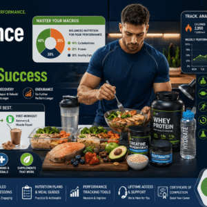 Performance Nutrition Course showing athlete meal planning, sports supplements, and nutrition strategies for athletic performance