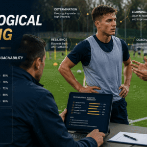 Psychological scouting professional evaluating an athlete’s mentality, motivation and coachability during training