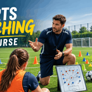 Sports Coaching Course showing a coach delivering an engaging training session with athletes.