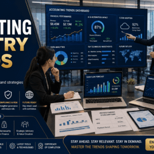 Finance leaders discussing digital transformation in an accounting industry trends course