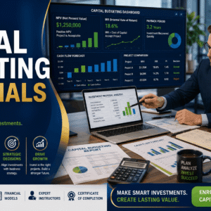 Finance professional analysing investment data in a capital budgeting essentials course setting