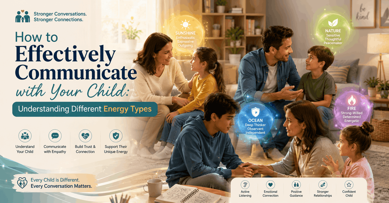 Child Communication Skills course banner showing parent and child interaction, emotional connection, and supportive communication