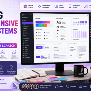 Figma Design Systems course covering design tokens, components, UI systems, layouts, and scalable design workflows