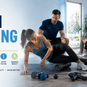 Foam Rolling Course instructor demonstrating foam rolling techniques for muscle recovery and improved mobility.