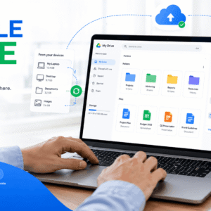 Google Drive Course showing cloud file storage, folders, sharing, search, uploads and digital document management