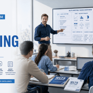IELTS Writing Course instructor teaching essay, letter and report writing to students preparing for the IELTS exam.