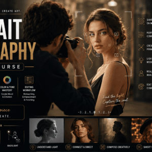 Professional photographer capturing creative portrait using Portrait Photography Mastery lighting and composition techniques