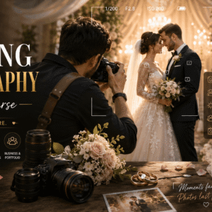 Professional wedding photographer capturing emotional moments using Wedding Photography Mastery techniques at a wedding ceremony
