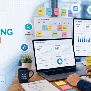 Content Marketing Mastery course showing content strategy, editorial planning, analytics and content promotion workflow.