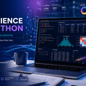 Data Science with Python course showing Pandas analysis, charts, code, datasets, and visualisation workflows.