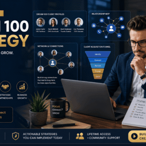 Business professional using Dream 100 Strategy to connect with ideal clients through outreach and relationship building.