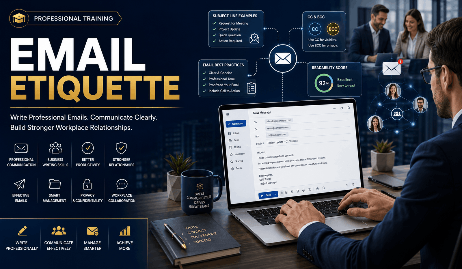 Professional learning Email Etiquette with business email writing, communication skills, and workplace messaging strategies.