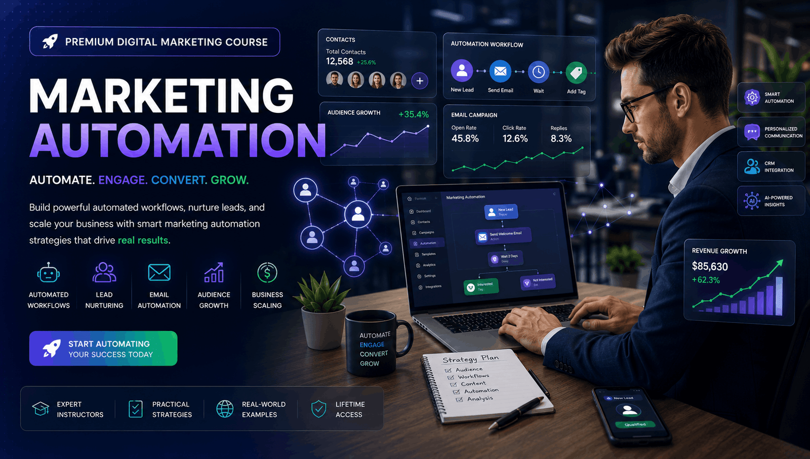 Professional learning Marketing Automation with customer networks, workflow tools, and digital growth strategies.