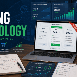 Pricing Psychology course showing pricing strategies, consumer behaviour analytics, discounts, and sales optimisation dashboard.