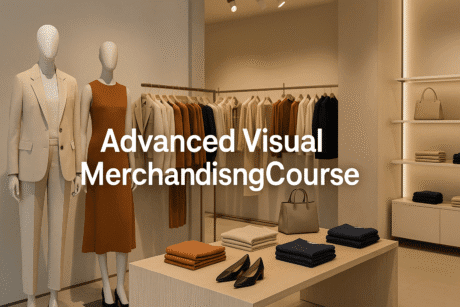 A refined retail display showcasing balance, colour harmony, and lighting, representing advanced visual merchandising principles.