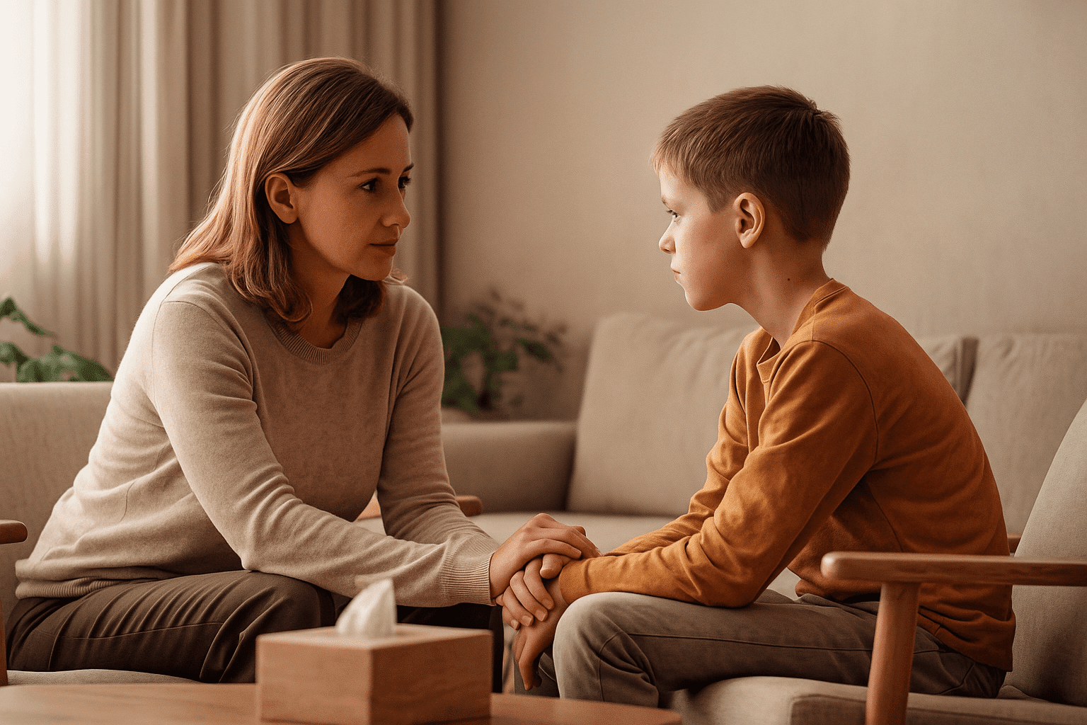 Childhood trauma recovery course cover showing supportive adult helping a child in a calming, safe environment.