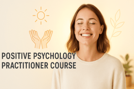 Smiling person in a calm, bright setting symbolising wellbeing, growth, and positive psychology practitioner skills.