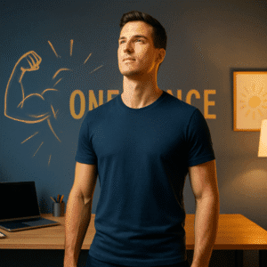 Total confidence course image showing a person standing strong with empowering light and bold visuals symbolising inner strength.