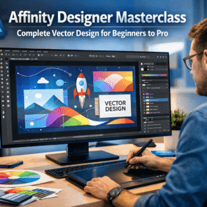 Professional designer creating vector artwork in Affinity Designer vector design masterclass workspace