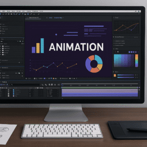 After Effects Masterclass showing motion graphics, infographic animation, keyframes, text animation, and professional visual effects workspace