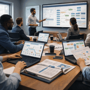 PRINCE2 Practitioner Certification learners studying project management processes, themes, and exam preparation materials