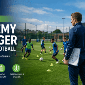 Professional football academy staff leading youth training in the Level 3 Academy Manager course.